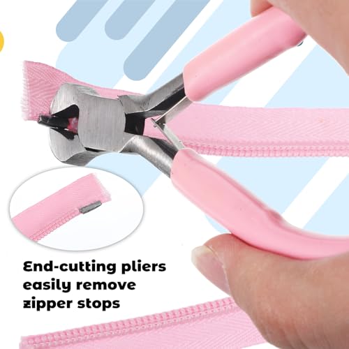 Zipper Repair Kit Tool, 2 Pack Zipper Pliers, Zippers Install Pliers, Needle-Nose Plier and End-Cutting Plier for Zippers Replacement, Fix, DIY Jewelry and Home Maintenance