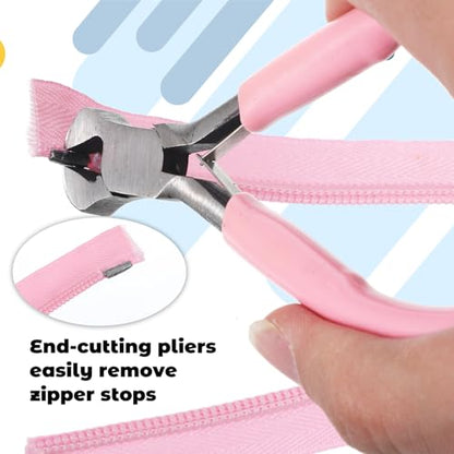 Zipper Repair Kit Tool, 2 Pack Zipper Pliers, Zippers Install Pliers, Needle-Nose Plier and End-Cutting Plier for Zippers Replacement, Fix, DIY Jewelry and Home Maintenance