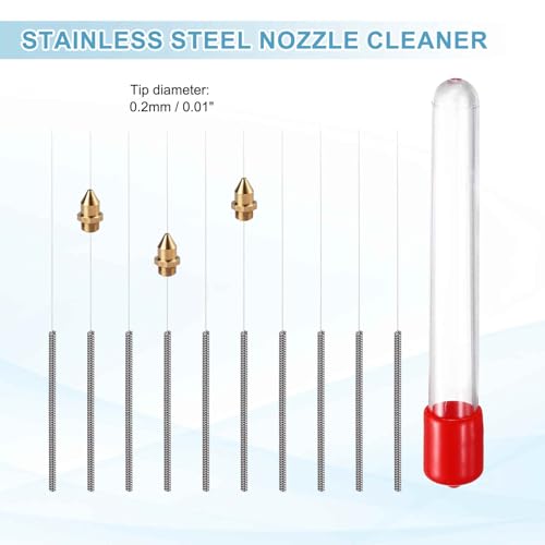MECCANIXITY 10Pcs 3D Printer Nozzle Cleaning Kit Precision 0.2mm Stainless Steel Cleaner Needles for 3D Printer Clog Removal, Maintenance - size: 0.2mm