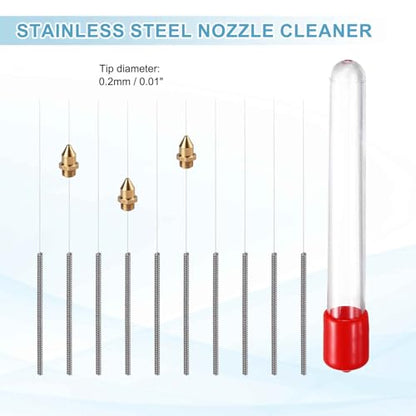 MECCANIXITY 10Pcs 3D Printer Nozzle Cleaning Kit Precision 0.2mm Stainless Steel Cleaner Needles for 3D Printer Clog Removal, Maintenance - size: 0.2mm