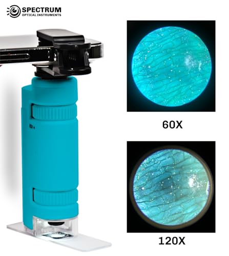 Mini Microscope for Kids, 60X-120X Portable Handheld Microscope with 8 Slide Samples, Blue - color: Blue