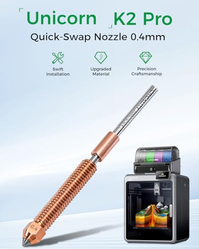 Creality Official K2 Pro Nozzle Upgraded, 0.4mm 1 PCS Larger Cavity Quick-Swap K2Pro Nozzle, Copper Alloy and Hardened Steel Hotend Nozzle Replacement Accessories for 3D Printer K2 Pro Combo - style: 1PCS 0.4mm-K2 Pro