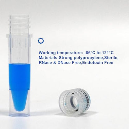 1.5ml Cryovials, O-Ring Caps, Clear Cryotubes, Bag of 50 - color: Clear, size: 1.5ml