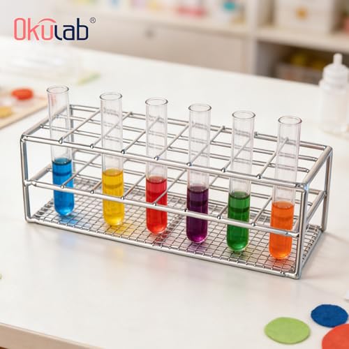 Test Tube Rack, 24 Holes Stainless Steel Test Tube Racks, Suitable for Tubes of Dia.≤18mm, Round Holes Test Tube Holder, for Classroom, Lab,TTRS2418A1 - size: 24 Holes,for Tubes of Dia.≤18mm