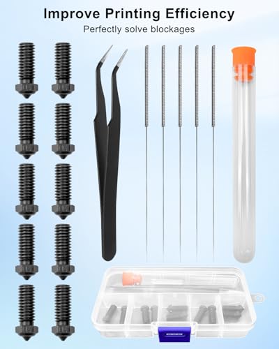 Hardened Steel Nozzle Set Fit for QIDI X-Max 3 Q1 Pro X-Plus 3 X-Smart 3 3D Printers, 10Pcs 0.4mm Black Nozzles with Nozzle Cleaning Kit