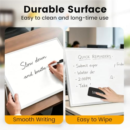Desktop Whiteboard with Stand, 16" x 12" Double-Sided Dry Erase Board with Stand, Portable Stand White Board for Office, Home, Kitchen - size: 12"W x 16"H