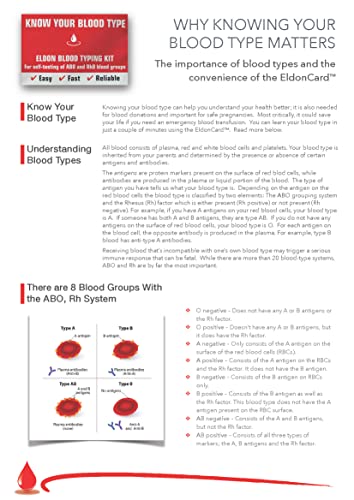 Eldoncard Blood Typing Kit, 5 Test Pack, Know Your Blood Type, Accurate Instant Home Testing, Determine A, O, B, Rhs-D Negative & Positive Groups