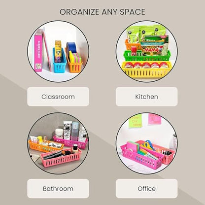 Juvale 24-Pack Pencil Holder Trays and Organization Baskets - Plastic Caddy for Desk and Elementary Teacher Supplies for Classroom Decoration - size: 24 Trays
