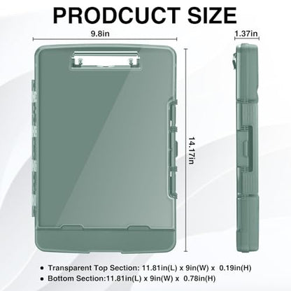 Sooez Original Clipboard with Dual Storage, Heavy Duty Clip Boards 8.5x11 - color: Green