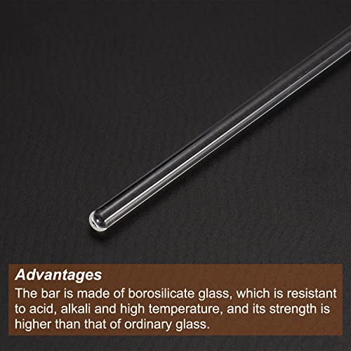 MECCANIXITY 3.3 Borosilicate Glass Stick 9.84" Length 4mm Dia Stir Rod Mixing Tools with Both Ends Round for Lab Kitchen Science 6Pcs - size: 9.84"