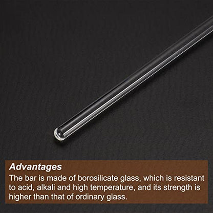 MECCANIXITY 3.3 Borosilicate Glass Stick 9.84" Length 4mm Dia Stir Rod Mixing Tools with Both Ends Round for Lab Kitchen Science 6Pcs - size: 9.84"