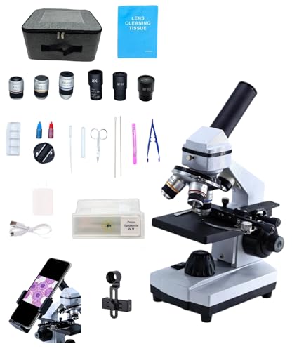 A118 Professional Biological Microscope 2000X Magnification with Dual LED Illumination, Phone Adapter, Complete Accessory Kit, Coaxial Focusing System for Students and Laboratory Research