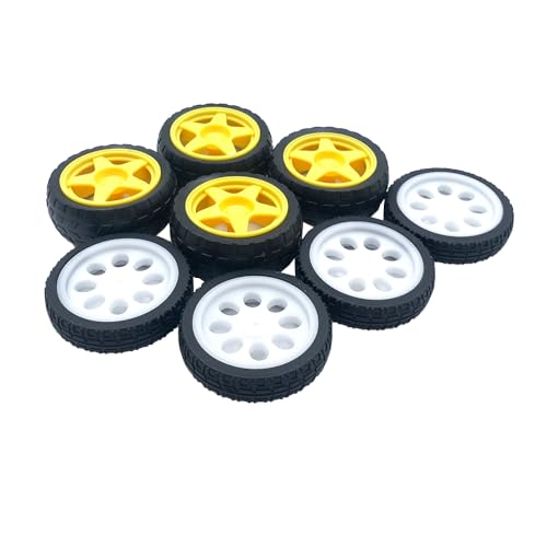 8PCS TT Motor Wheels Smart Car Rubber Tire Wheel for Smart Car Robot Wheels Replacement Part Robot DIY Kits (Mix Color 1)