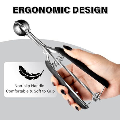 Small Cookie Scoop 2 tsp for Baking, Professional Stainless Steel Mini Ice Cream Scoop 30mm, Cookie Dough Scooper Meatball Scoop, Good Soft Grips, Quick Trigger Release, 10ml (2 Teaspoon) - size: 2 tsp ( 30 mm)