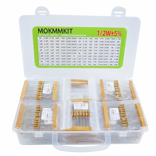 150 Values 1500 Pieces Resistor Kit 1 Ohm-10M Ohm 1/2W 5% - style: 1/2W 5% 1500 PCS