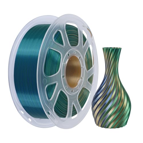 Kingroon Silk PLA Filament, Tri Color PLA Filament, Multicolor 3D Printer Filament, Dimensional Accuracy 1.75mm (+/-0.02mm) 1kg Spool(2.2lbs), Blue Green Orange - color: 1kg-blue Green Orange, size: 1KG