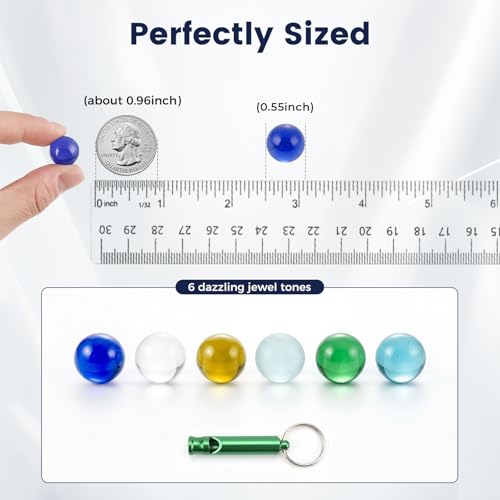 POPLAY 50 PCS Marbles Bulk with Whistle, 0.56 Inch Glass Marbles for Kids - style: clear marble