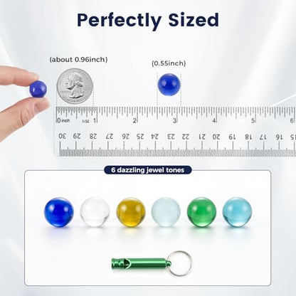 POPLAY 50 PCS Marbles Bulk with Whistle, 0.56 Inch Glass Marbles for Kids - style: clear marble