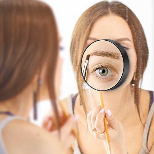 MIYADIVA 30X Magnifying Mirror, Small Travel Mirror with Suction Cup and Tweezers, 3.5 Inches - color: Black-30x
