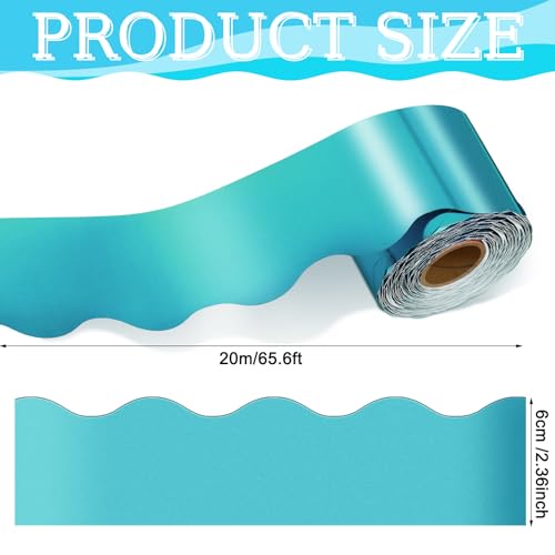 Ecally 65.6 Ft Scalloped Bulletin Board Borders Decor,Light Blue - color: Light Blue