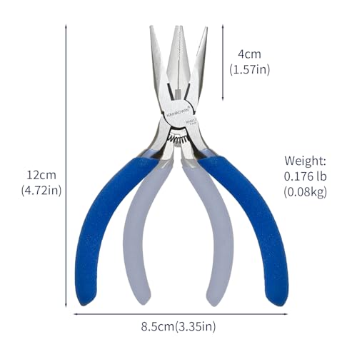KAIHAOWIN 5" Mini Needle Nose Pliers - 5 Pack, Precision Small Long Nose Pliers for Jewelry Making & Wire Cutting, Spring Loaded Thin Needle Nose Pliers Set, Rustless High Carbon Steel - size: 5 Pack