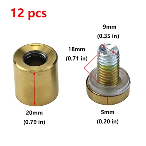 Antrader 3/4" x 1" Stainless Steel Glass Standoff,12-Pack,Polished Gold - color: Polished Gold, size: 3/4" x 1" (19 x 25mm)-12Pcs