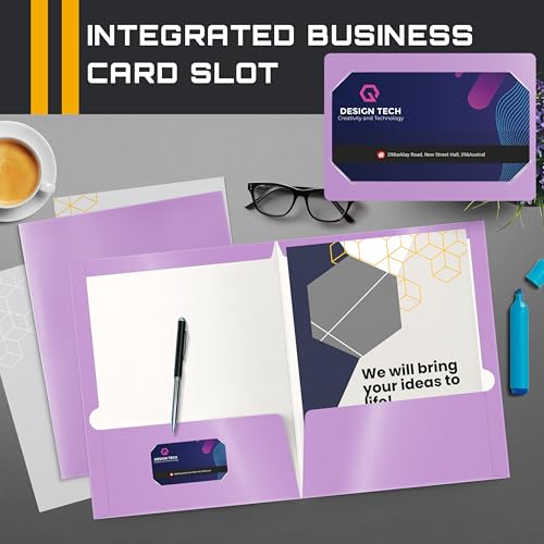 Better Office Products 2 Pocket Glossy Laminated Lavender Paper Folders, Box of 25, Letter Size, Lavender Light Purple Paper Portfolios, 25 Pack - color: Lavender