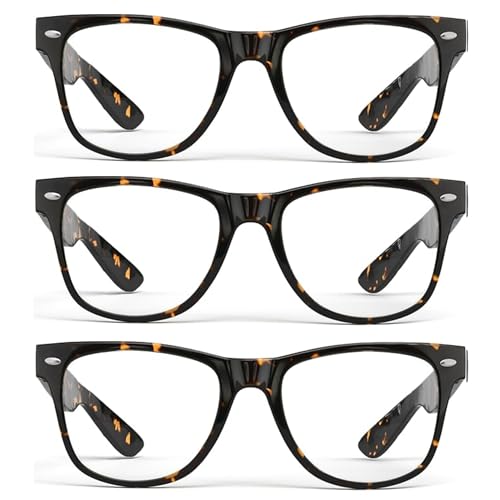 grinderPUNCH Reading Glasses for Men Readers High Power Strong 1.0 to 6.0 - color: 3 Pack Tortoise Whisky