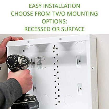 On-Q 20" Structured Media Enclosure with Hinged Cover Lock, Glossy White, Surface or Flush Mount - size: 20 inch