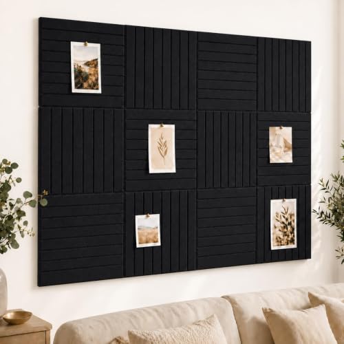 Stripe Felt Bulletin Board Tiles, Cork Board Alternative 48 x 36 in - color: Black, size: 48" x 36"