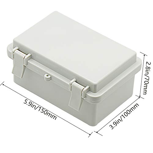 Zulkit IP65 Waterproof ABS Plastic Electrical Box - Hinged Shell, 2 Cable Glands, 5.9 x 3.9 x 2.8 inch - size: 5.9" x 3.9" x 2.8"