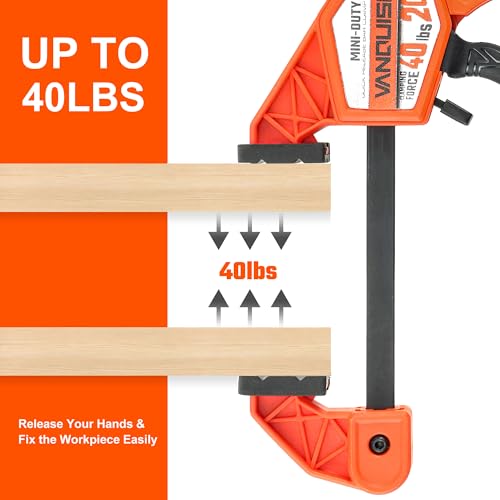 VANQUISH 4'' Mini Bar Clamps for Woodworking 2 Pack, 40LBS Load Limit - size: 4inch 2 Pack