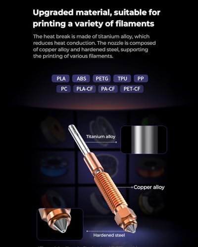 Creality Official K1C/K1 SE Nozzle, 0.8mm 1 PCS Quick-Swap 3D Printer K2 SE Nozzle, Copper Alloy and Hardened Steel with Titanium Alloy Heat Break for K1C, K1SE, K2SE, Ender 3 V3, Ender 3 V3 Plus - style: 1PCS 0.8mm