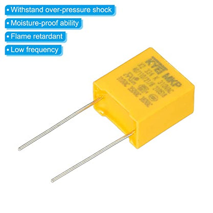 PATIKIL Safety Capacitors, 10 Pack 0.33uF AC 310V 10mm Pin Pitch 13x14x8mm Polypropylene Film Capacitor Assortment Kit for DIY Electronic Products - style: 0.33 uF