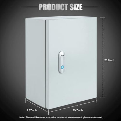 Steel Electrical Junction Box, Indoor&Outdoor Electrical Enclosure Box, Wall Mounted Waterproof&Dustproof Metal Box, Universal Electric Equipment Enclosure Box with Safety Locks and Mounting Plates - size: 24"×16"×8"