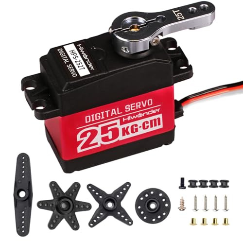25KG RC Servo High Torque Servo Motors, Waterproof Full Metal Gear Steering Servo for RC Car Robotic Arms Robot DIY, Digital Servo with 25T Servo Horn, Control Angle 270° - style: 25KG-270°