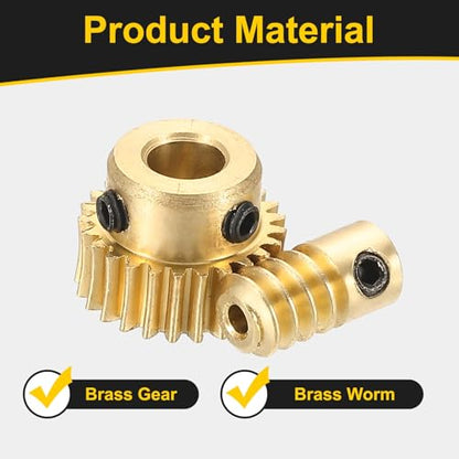 uxcell Worm Gear Set Right Rotation 25T 0.5 Module 1:25 Reduction Rate - size: Gear-5mm, Rod-2mm Bore, style: 0.5M-25T