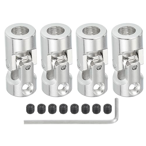 PATIKIL Rotatable Universal Steering Shaft 6mm to 6mm Inner Dia, 4 Pcs U Joint Shaft Coupling U Joints Coupler Connector Accessories with M4 Screws for Motor Model Robots - size: 6mm to 6mm