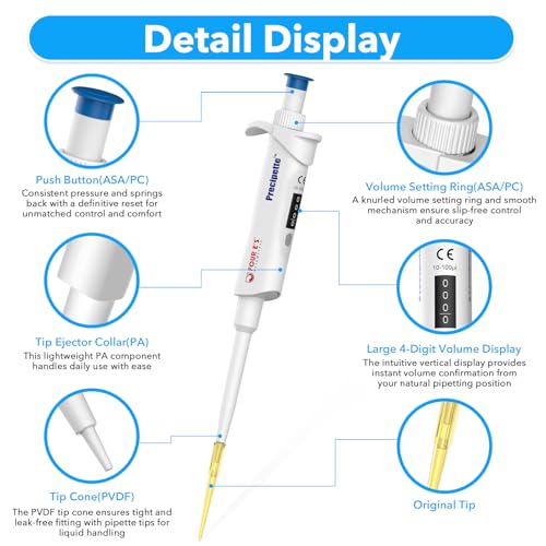 FOUR E'S SCIENTIFIC 10-100μL Pipette Pro, Single-Channel Pipettor - size: 05 (10-100μL)