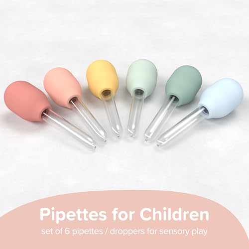 6 x Pastel Pipettes for Children | Sensory Play Droppers for Kids - color: Pastel