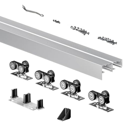 Heavy Duty Bypass Sliding Closet Door Track Hardware 72",6FT Aluminium Pocket Door Track Rail Set, Smoothly and Quietly, for 2 Door System - size: XC40-72"