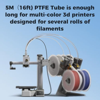 Sovol PTFE Tube 2.5mm ID 4mm OD, 5M/16.4ft w/2 Coupler&Tubing Cutter, White - size: 5 Meter (White)