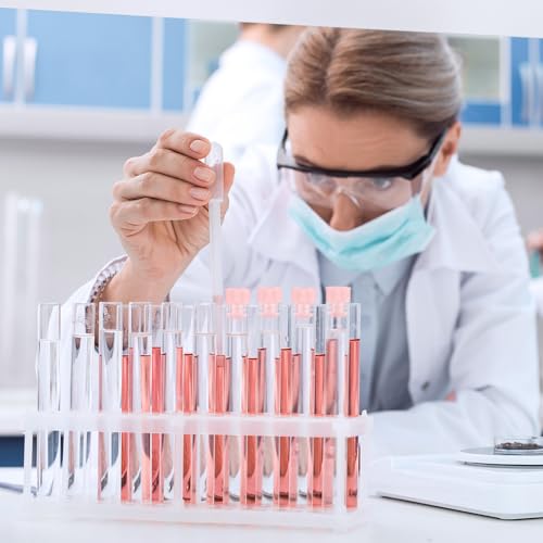 Xuhal 200 Pack Clear Plastic Test Tubes 12x100mm/12ml, Pink Color - color: pink color