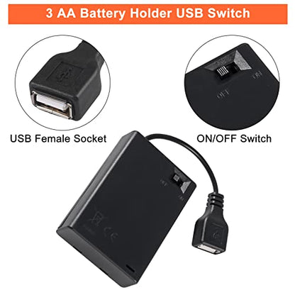 3pcs 3 AA Battery Holder USB Female Socket 3 AA Battery Case Box Holder with Cover and On/Off Switch - color: 3 AA Battery Holder with USB