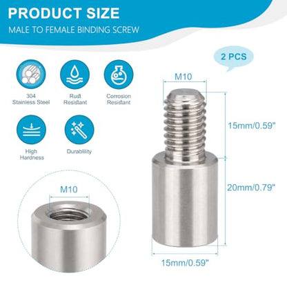 M10x20+15mm Standoff Extension Posts Screws Stainless Steel 2 Pcs - size: M10x20+15mm
