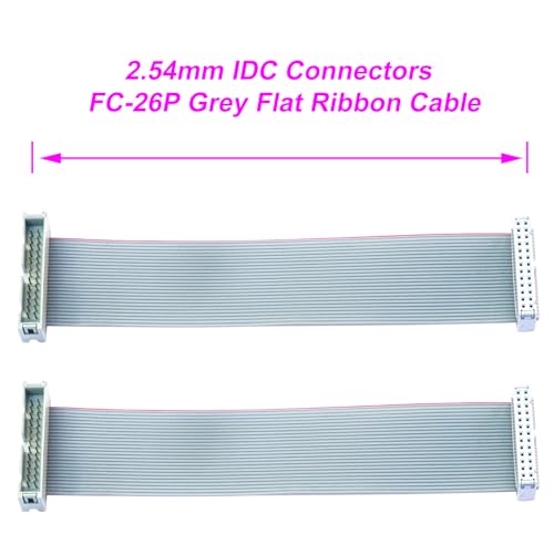 2.54mm Flat Ribbon IDC Cable Male to Female, Flat Ribbon Cable Connector 26P FC 26-Pin 30cm Length 2Pcs (TC-30cm-MF26P-2) - color: Male to Female, size: 26P