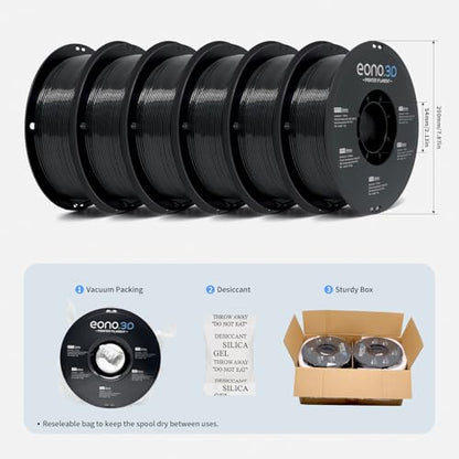 Black PETG Filament 1.75mm 6KG (13.2lb), 3D Printer Filament - color: Black Petg 1kg*6