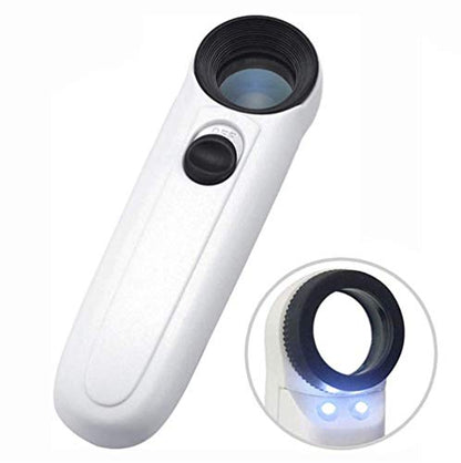 40X Handheld Magnifier Magnifying Glass Loupe Lens for Reading Jewelry Watch Repair Tool with 2 LED Light