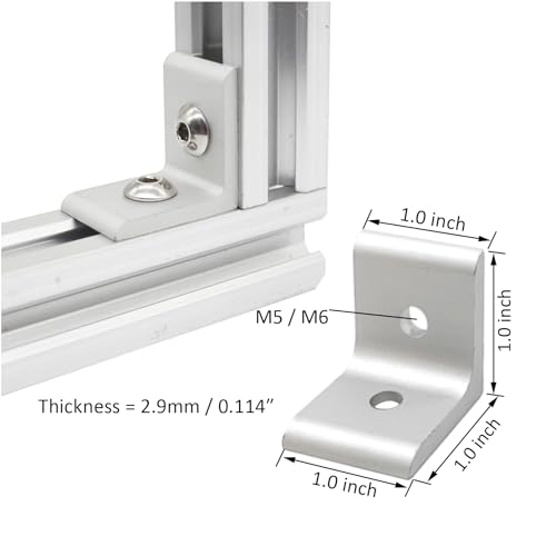 10Sets 10 Series 1" x 1" Aluminum Extrusion Profiles Corner 1010 Series Angle Bracket Connector with M6 T Slot Nuts Bolts for 1 Inch x 1 Inch Extruded Aluminium Profile Rail - style: 10 sets bracket with m6