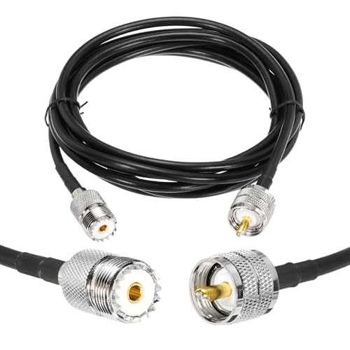 MECCANIXITY 1PCS RG58 Coaxial Cable 10ft/3 M, UHF PL-259 Male to UHF SO 239 Female Coax Cable 50 Ohm Low Loss Cable for CB Radio, Ham Radio, Antenna Analyzer - size: 10ft/3 M